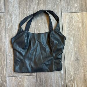 Abercrombie & Fitch Faux Leather Corset Style Cropped XS Y2K